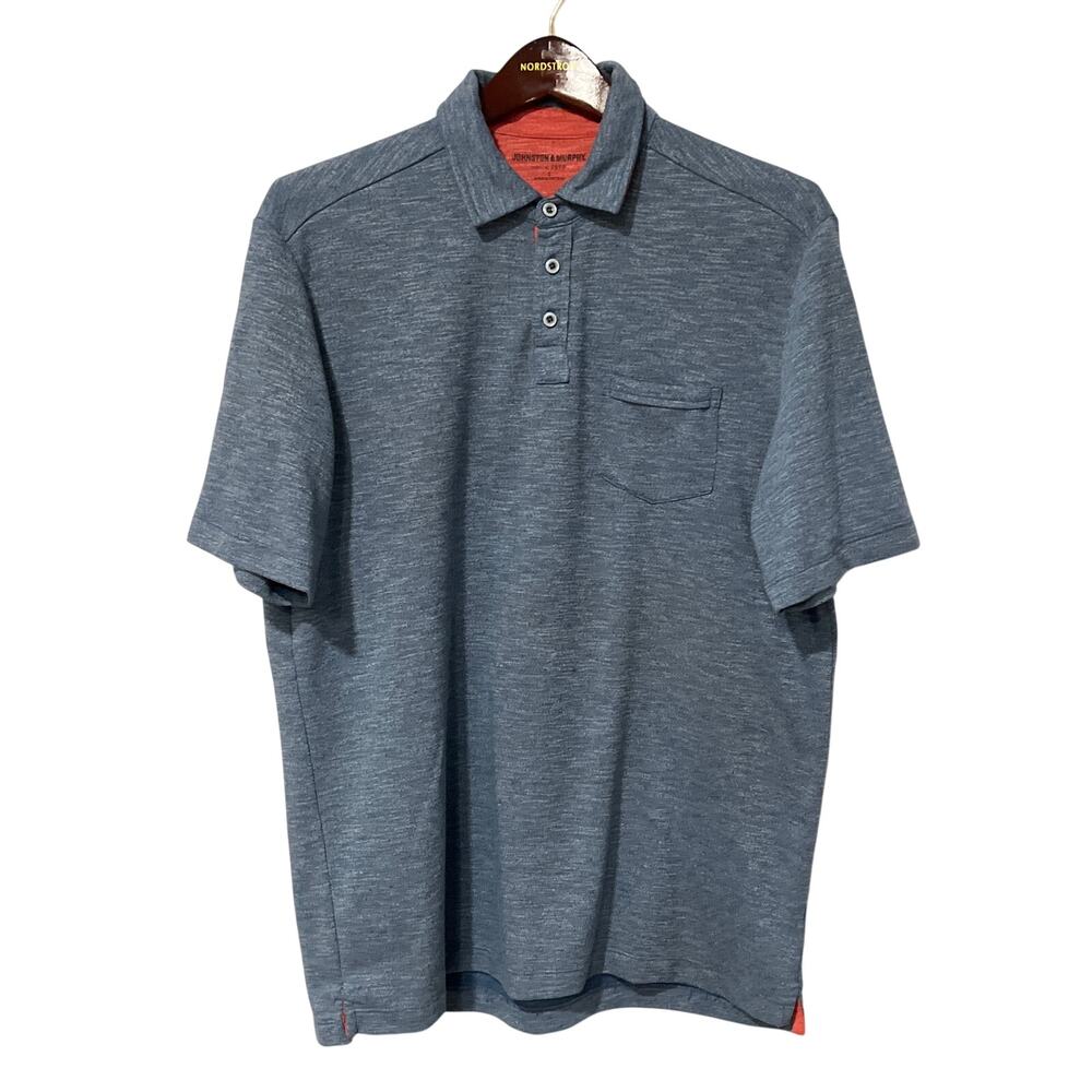 Johnston & Murphy, Light Blue Golf Shirt w/ pocket, Size L, NB64 - Picture 2 of 5